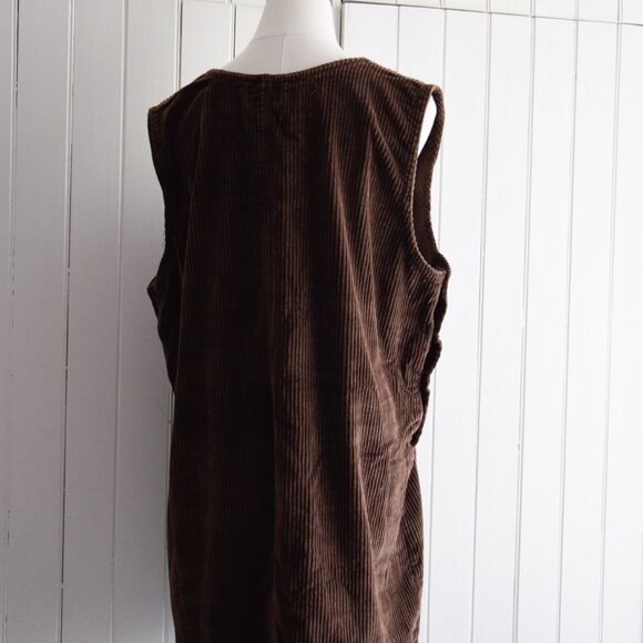 vtg chocolate corduroy jumper dress | l/xl - Picture 5 of 6